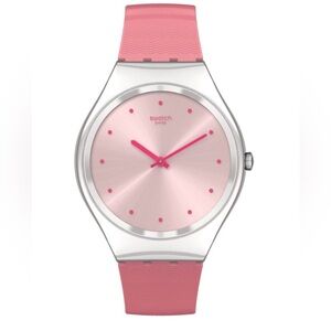 Swatch Pink Dial and Strap Minimalist Watch